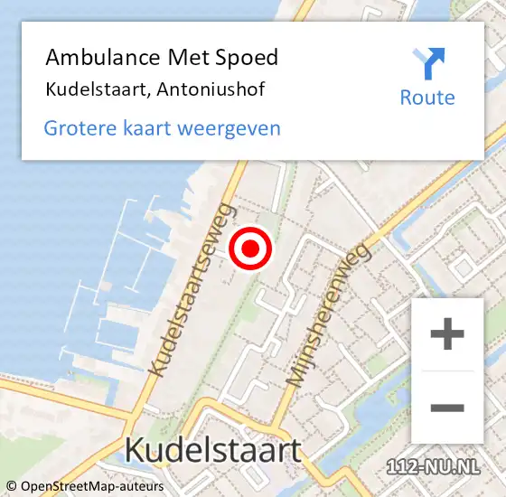 Locatie op kaart van de 112 melding: Ambulance Met Spoed Naar Kudelstaart, Antoniushof op 31 juli 2017 23:59