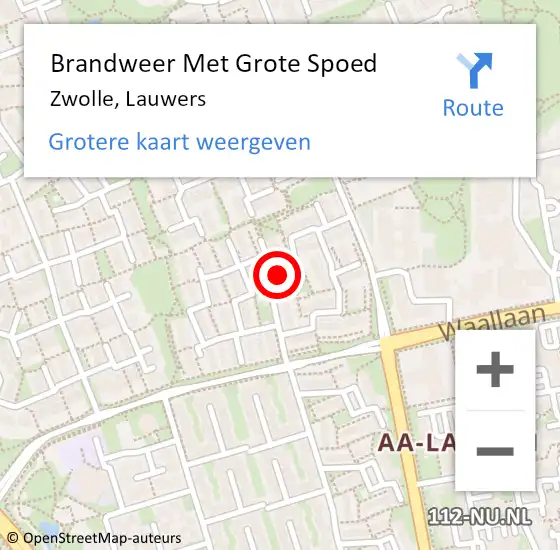 Locatie op kaart van de 112 melding: Brandweer Met Grote Spoed Naar Zwolle, Lauwers op 1 augustus 2017 00:42