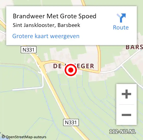 Locatie op kaart van de 112 melding: Brandweer Met Grote Spoed Naar Sint Jansklooster, Barsbeek op 1 augustus 2017 00:48