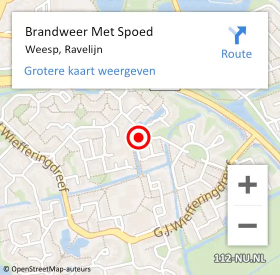 Locatie op kaart van de 112 melding: Brandweer Met Spoed Naar Weesp, Ravelijn op 1 augustus 2017 01:40