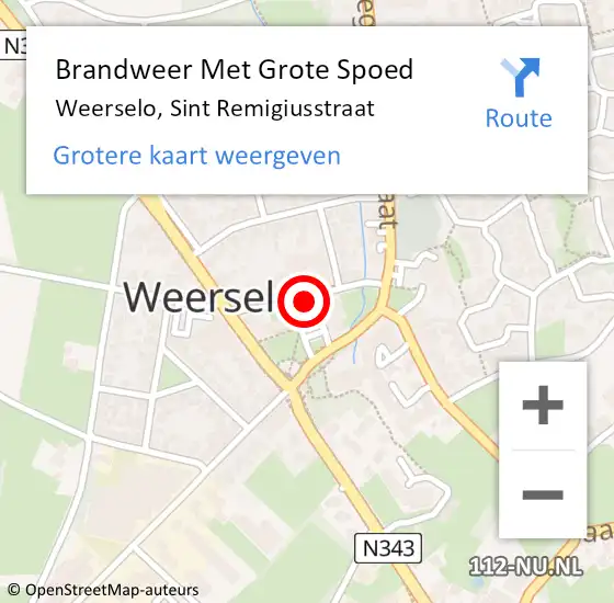 Locatie op kaart van de 112 melding: Brandweer Met Grote Spoed Naar Weerselo, Sint Remigiusstraat op 1 augustus 2017 01:45