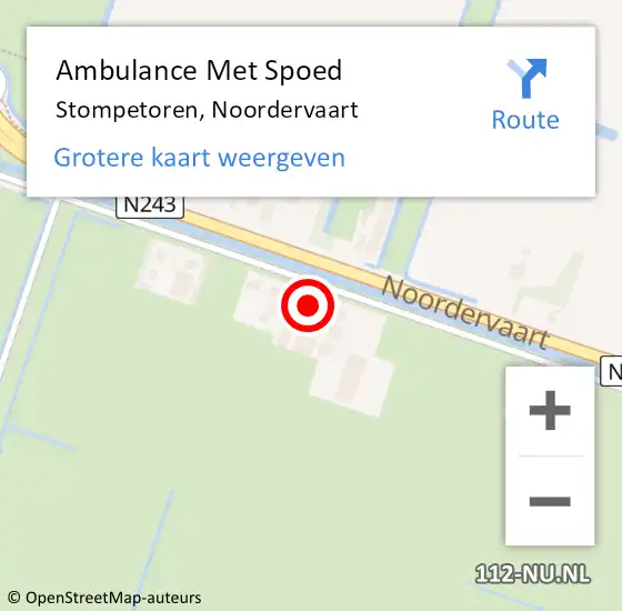 Locatie op kaart van de 112 melding: Ambulance Met Spoed Naar Stompetoren, Noordervaart op 1 augustus 2017 05:07