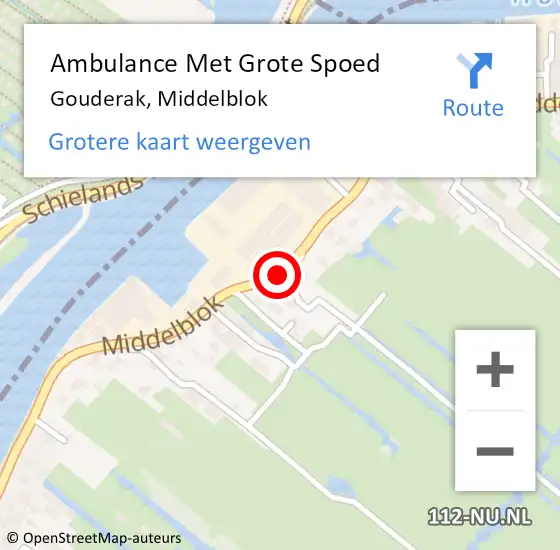 Locatie op kaart van de 112 melding: Ambulance Met Grote Spoed Naar Gouderak, Middelblok op 1 augustus 2017 05:14