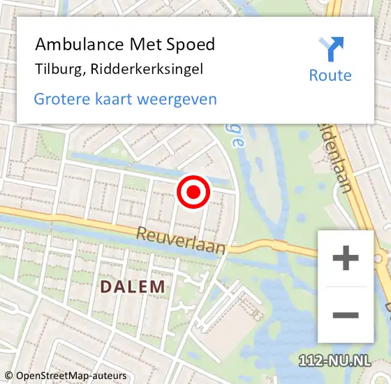 Locatie op kaart van de 112 melding: Ambulance Met Spoed Naar Tilburg, Ridderkerksingel op 1 augustus 2017 05:43