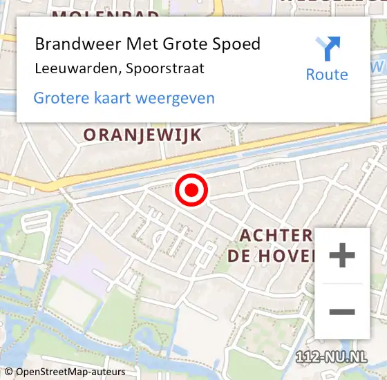 Locatie op kaart van de 112 melding: Brandweer Met Grote Spoed Naar Leeuwarden, Spoorstraat op 1 augustus 2017 06:45