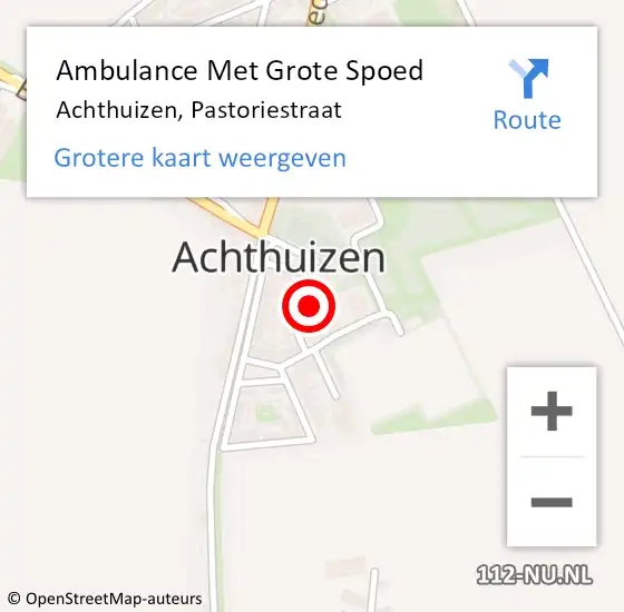 Locatie op kaart van de 112 melding: Ambulance Met Grote Spoed Naar Achthuizen, Pastoriestraat op 1 augustus 2017 07:10