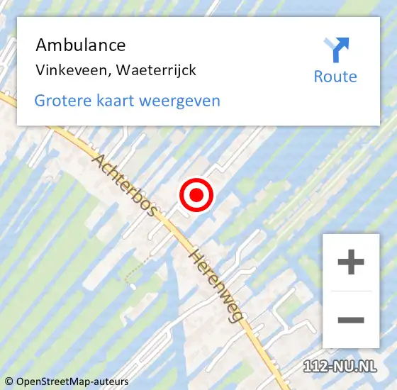 Locatie op kaart van de 112 melding: Ambulance Vinkeveen, Waeterrijck op 1 augustus 2017 09:24