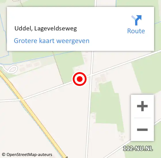 Locatie op kaart van de 112 melding:  Uddel, Lageveldseweg op 1 augustus 2017 09:27