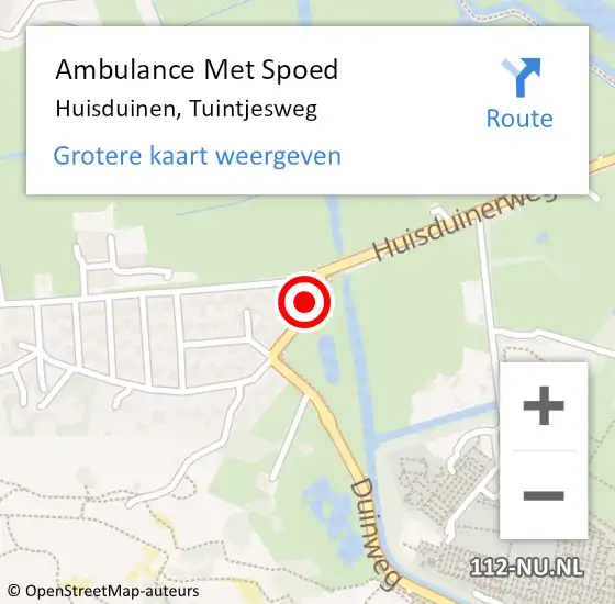 Locatie op kaart van de 112 melding: Ambulance Met Spoed Naar Huisduinen, Tuintjesweg op 1 augustus 2017 09:35