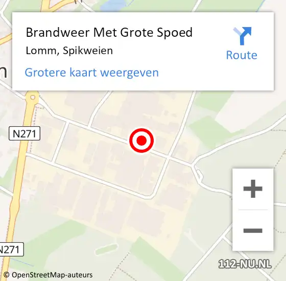 Locatie op kaart van de 112 melding: Brandweer Met Grote Spoed Naar Lomm, Spikweien op 1 augustus 2017 10:43