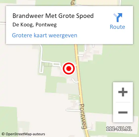 Locatie op kaart van de 112 melding: Brandweer Met Grote Spoed Naar De Koog, Pontweg op 1 augustus 2017 11:53