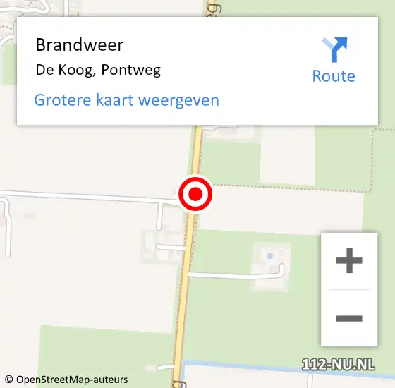 Locatie op kaart van de 112 melding: Brandweer De Koog, Pontweg op 1 augustus 2017 12:03