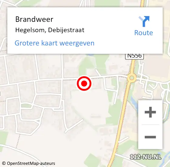 Locatie op kaart van de 112 melding: Brandweer Hegelsom, Debijestraat op 1 augustus 2017 12:08