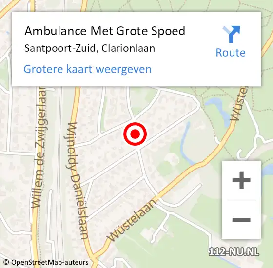 Locatie op kaart van de 112 melding: Ambulance Met Grote Spoed Naar Santpoort-Zuid, Clarionlaan op 1 augustus 2017 12:13