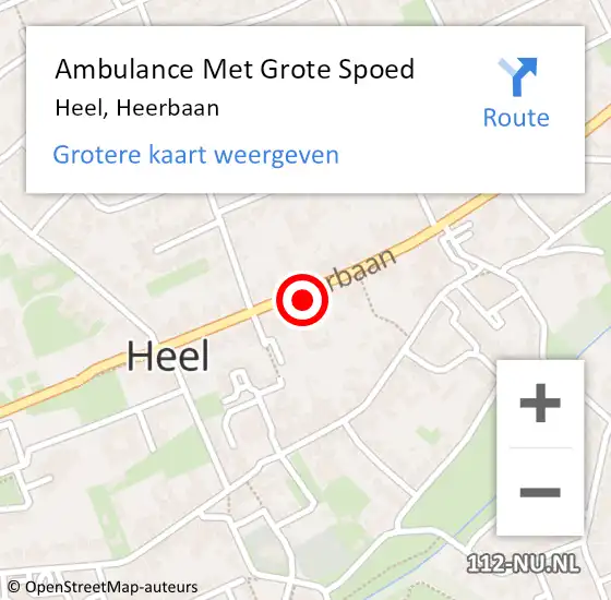 Locatie op kaart van de 112 melding: Ambulance Met Grote Spoed Naar Heel, Heerbaan op 1 augustus 2017 13:52