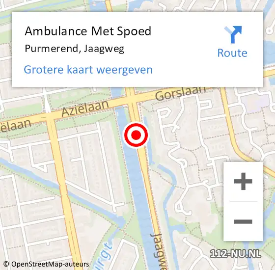 Locatie op kaart van de 112 melding: Ambulance Met Spoed Naar Purmerend, Jaagweg op 1 augustus 2017 14:11