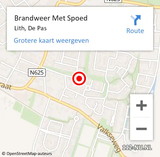 Locatie op kaart van de 112 melding: Brandweer Met Spoed Naar Lith, De Pas op 1 augustus 2017 14:52