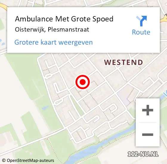 Locatie op kaart van de 112 melding: Ambulance Met Grote Spoed Naar Oisterwijk, Plesmanstraat op 1 augustus 2017 15:02