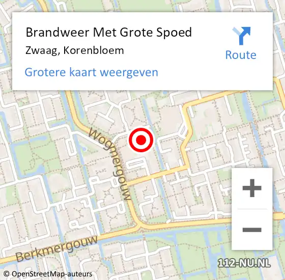 Locatie op kaart van de 112 melding: Brandweer Met Grote Spoed Naar Zwaag, Korenbloem op 1 augustus 2017 15:45