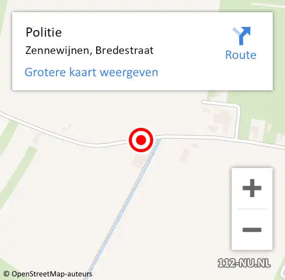 Locatie op kaart van de 112 melding: Politie Zennewijnen, Bredestraat op 1 augustus 2017 15:54