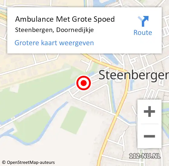 Locatie op kaart van de 112 melding: Ambulance Met Grote Spoed Naar Steenbergen, Doornedijkje op 1 augustus 2017 16:12