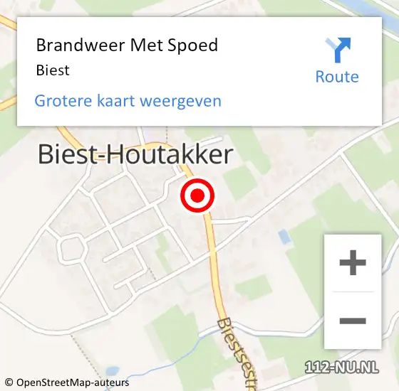 Locatie op kaart van de 112 melding: Brandweer Met Spoed Naar Biest op 1 augustus 2017 16:38