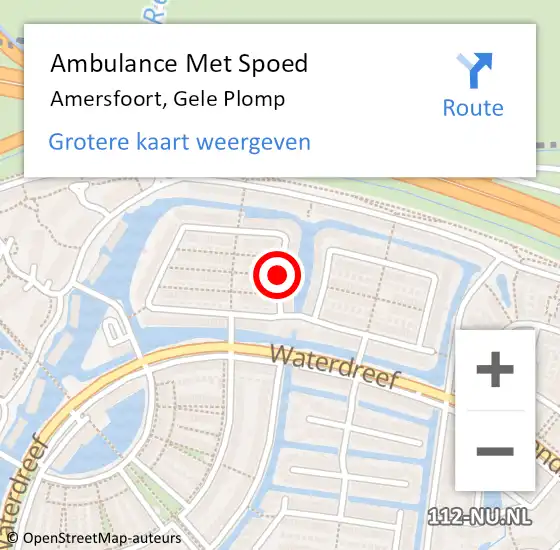 Locatie op kaart van de 112 melding: Ambulance Met Spoed Naar Amersfoort, Gele Plomp op 1 augustus 2017 16:50