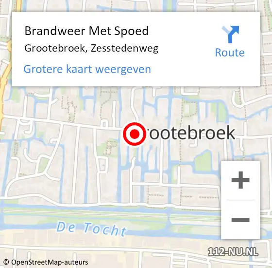 Locatie op kaart van de 112 melding: Brandweer Met Spoed Naar Grootebroek, Zesstedenweg op 1 augustus 2017 17:16