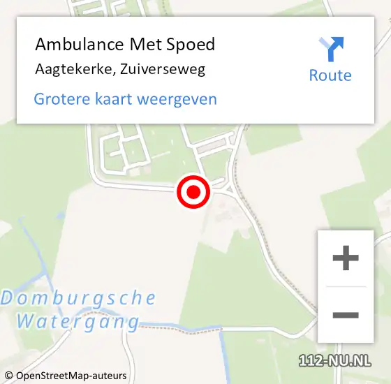 Locatie op kaart van de 112 melding: Ambulance Met Spoed Naar Aagtekerke, Zuiverseweg op 1 augustus 2017 17:52