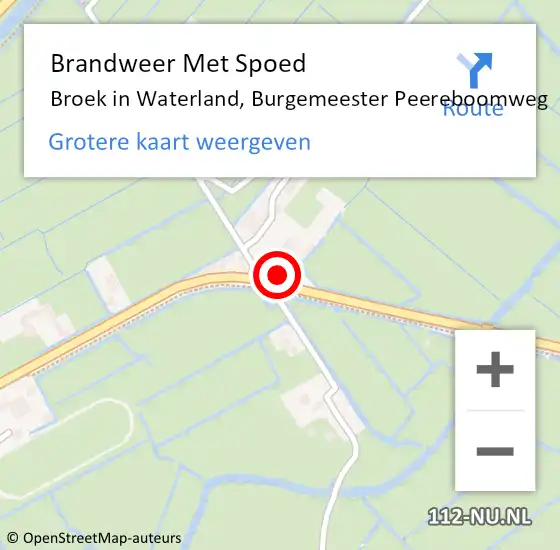 Locatie op kaart van de 112 melding: Brandweer Met Spoed Naar Broek in Waterland, Burgemeester Peereboomweg op 1 augustus 2017 18:05