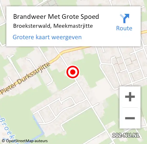 Locatie op kaart van de 112 melding: Brandweer Met Grote Spoed Naar Broeksterwald, Meekmastrjitte op 1 augustus 2017 18:34