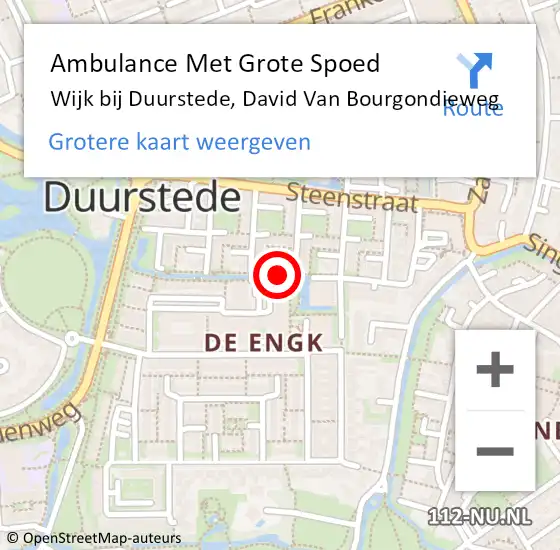 Locatie op kaart van de 112 melding: Ambulance Met Grote Spoed Naar Wijk bij Duurstede, David Van Bourgondieweg op 1 augustus 2017 18:50