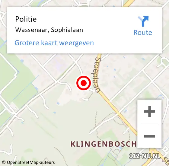 Locatie op kaart van de 112 melding: Politie Wassenaar, Sophialaan op 20 september 2013 17:01