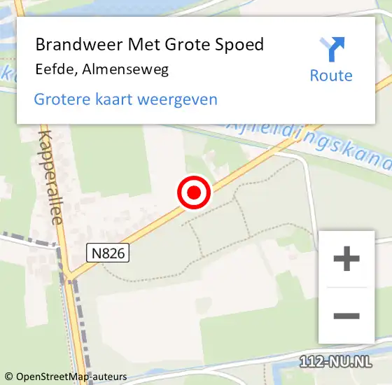 Locatie op kaart van de 112 melding: Brandweer Met Grote Spoed Naar Eefde, Almenseweg op 1 augustus 2017 19:05