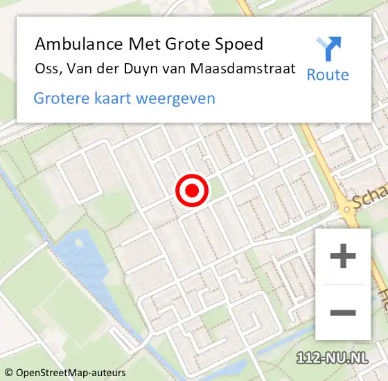 Locatie op kaart van de 112 melding: Ambulance Met Grote Spoed Naar Oss, Van der Duyn van Maasdamstraat op 1 augustus 2017 19:05