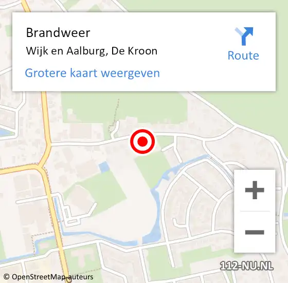 Locatie op kaart van de 112 melding: Brandweer Wijk en Aalburg, De Kroon op 1 augustus 2017 19:47