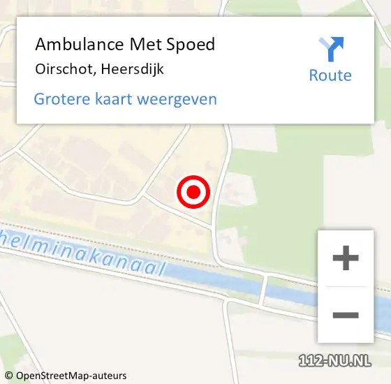 Locatie op kaart van de 112 melding: Ambulance Met Spoed Naar Oirschot, Heersdijk op 1 augustus 2017 19:53