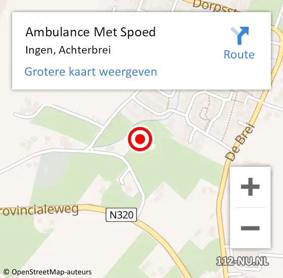 Locatie op kaart van de 112 melding: Ambulance Met Spoed Naar Ingen, Achterbrei op 1 augustus 2017 20:15