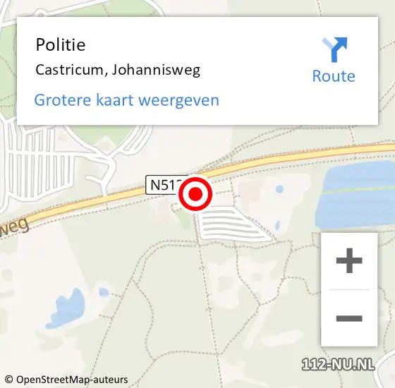 Locatie op kaart van de 112 melding: Politie Castricum, Johannisweg op 1 augustus 2017 20:38