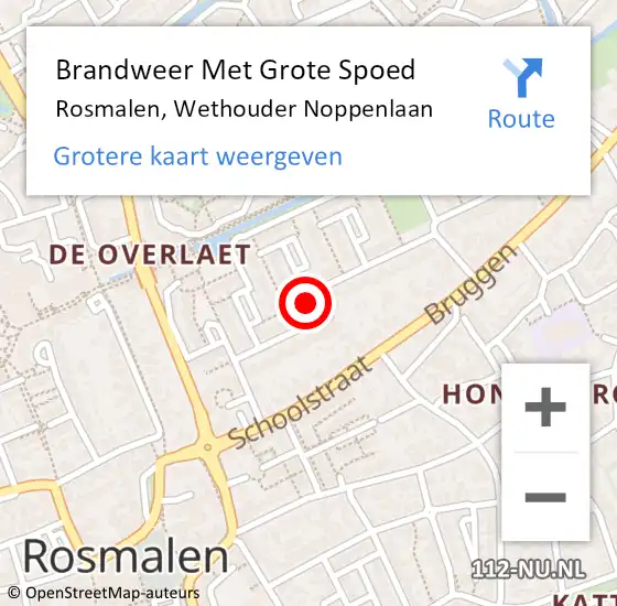 Locatie op kaart van de 112 melding: Brandweer Met Grote Spoed Naar Rosmalen, Wethouder Noppenlaan op 1 augustus 2017 23:15