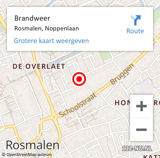 Locatie op kaart van de 112 melding: Brandweer Rosmalen, Noppenlaan op 1 augustus 2017 23:46