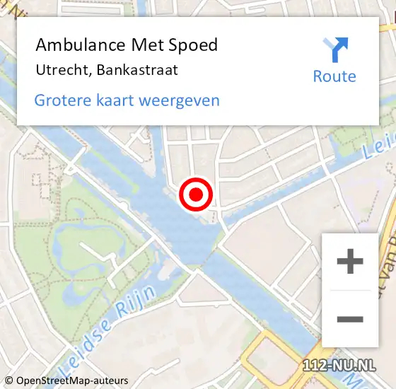 Locatie op kaart van de 112 melding: Ambulance Met Spoed Naar Utrecht, Bankastraat op 1 augustus 2017 23:58