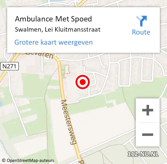 Locatie op kaart van de 112 melding: Ambulance Met Spoed Naar Swalmen, Lei Kluitmansstraat op 2 augustus 2017 00:07