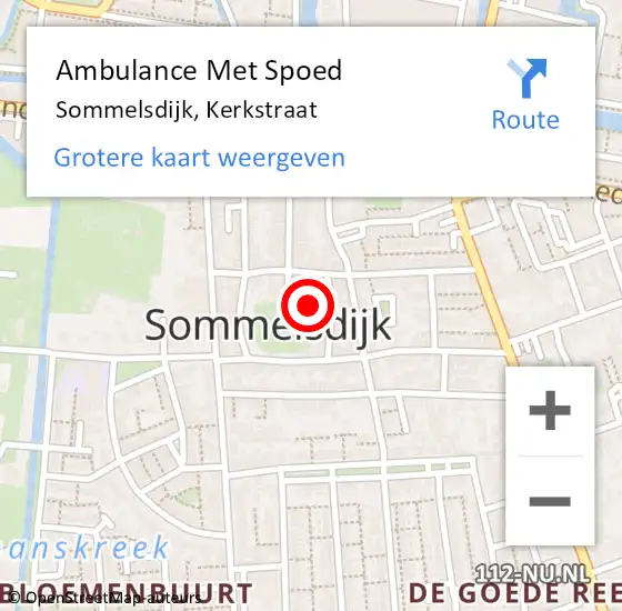 Locatie op kaart van de 112 melding: Ambulance Met Spoed Naar Sommelsdijk, Kerkstraat op 2 augustus 2017 00:19