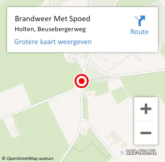 Locatie op kaart van de 112 melding: Brandweer Met Spoed Naar Holten, Beusebergerweg op 2 augustus 2017 00:43