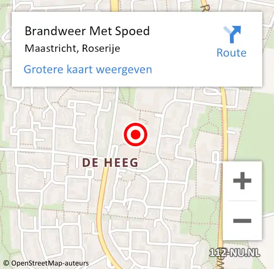 Locatie op kaart van de 112 melding: Brandweer Met Spoed Naar Maastricht, Roserije op 2 augustus 2017 01:39