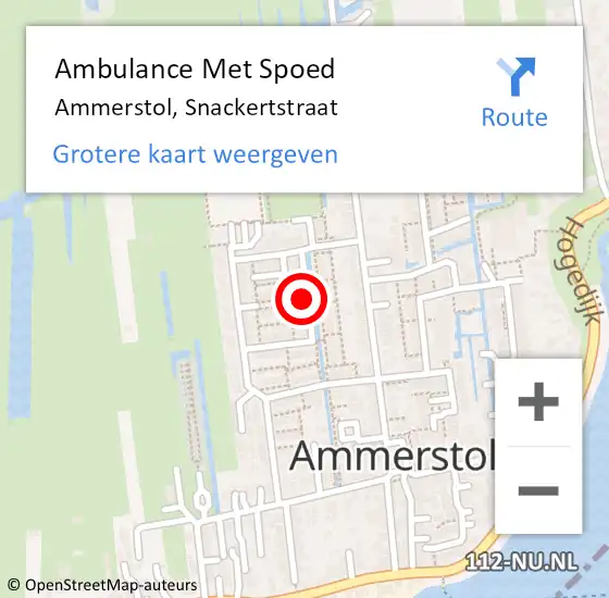 Locatie op kaart van de 112 melding: Ambulance Met Spoed Naar Ammerstol, Snackertstraat op 2 augustus 2017 02:10