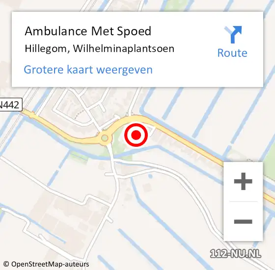 Locatie op kaart van de 112 melding: Ambulance Met Spoed Naar Hillegom, Wilhelminaplantsoen op 2 augustus 2017 02:14