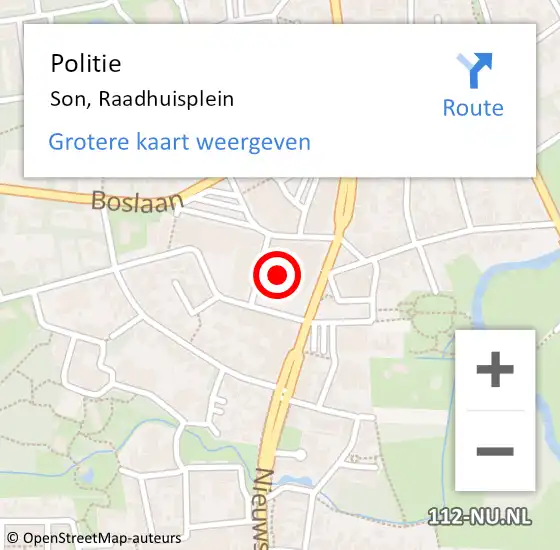 Locatie op kaart van de 112 melding: Politie Son, Raadhuisplein op 2 augustus 2017 03:52