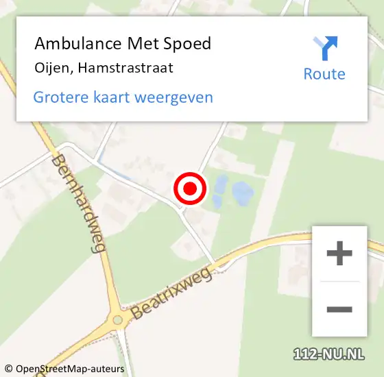 Locatie op kaart van de 112 melding: Ambulance Met Spoed Naar Oijen, Hamstrastraat op 2 augustus 2017 03:55